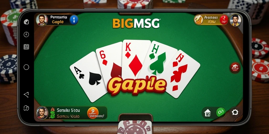 Screenshot utama BIGMSG menunjukkan gameplay Gaple yang seru dan interaktif.