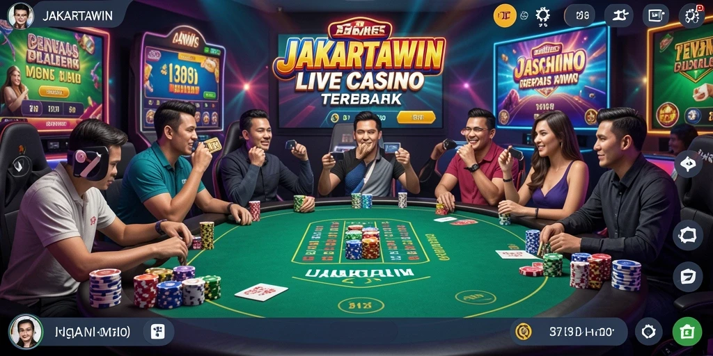 Screenshot JAKARTAWIN menampilkan dealer langsung dan permainan kasino yang seru.
